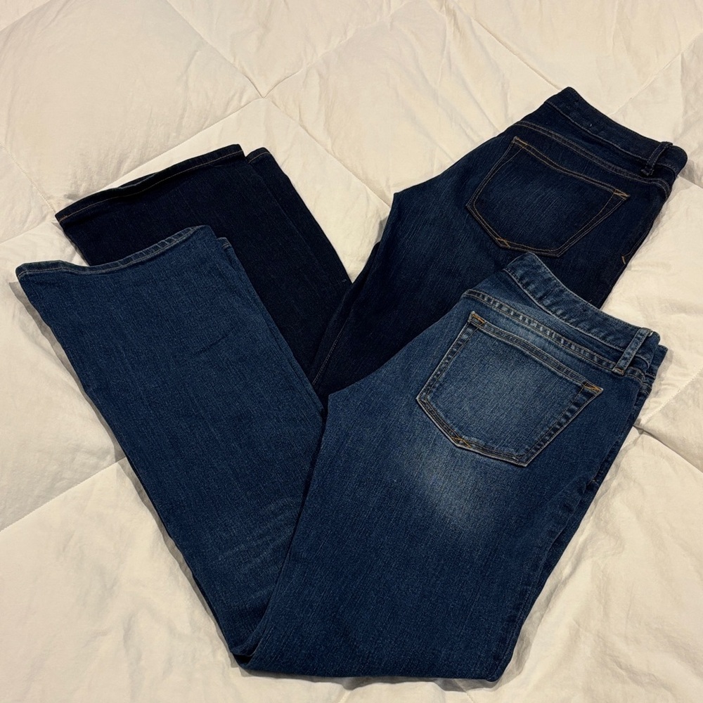 GAP Women’s “perfect boot” Jeans in Dark and “curvy” boot in Medium Blue Denim